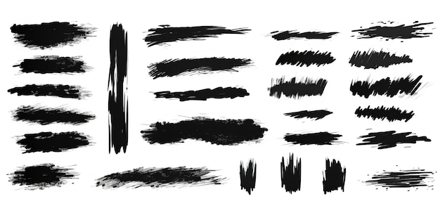 set handwritten black brushes on white background in illustration in the style of liam wong