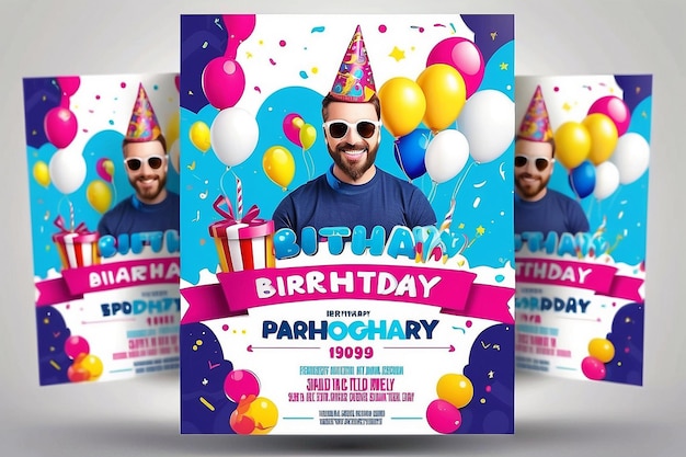 Set of Happy Birthday Vertical Poster with Colorful Balloons