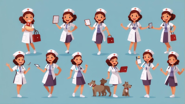 Photo set of happy in nurse uniform