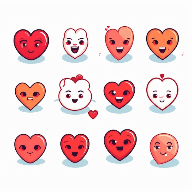 Set of heart emoji clipart