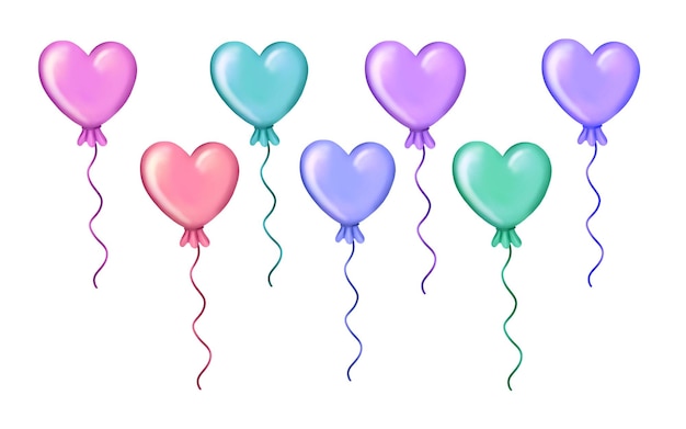 Set of heart shaped air balloons