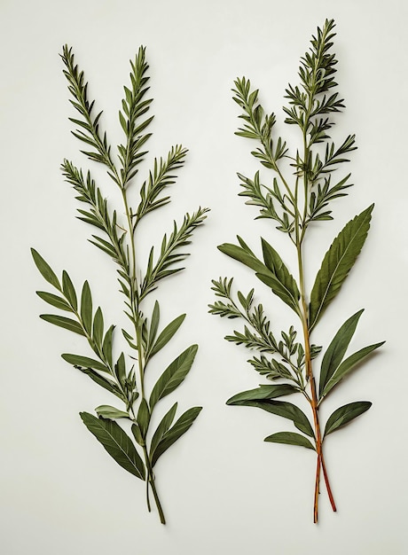 Photo set of herbs on white background