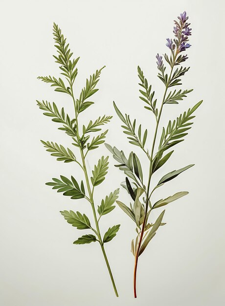 set of herbs on white background