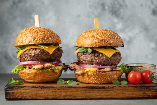 A set of homemade delicious burgers.