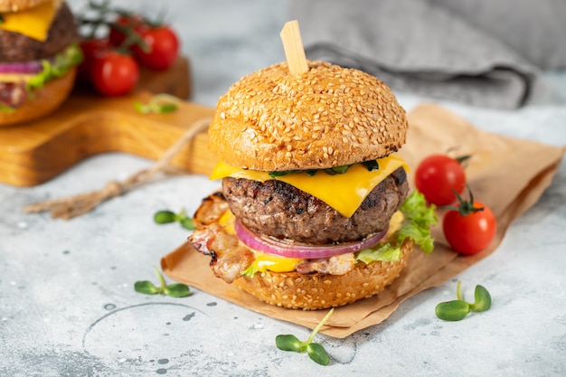 A set of homemade delicious burgers.