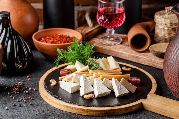 Set of homemade organic cheeses