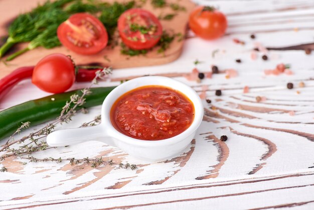 Set of homemade sauces