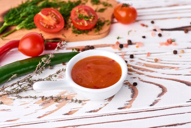 Set of homemade sauces