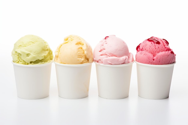 A set of ice cream in low cups