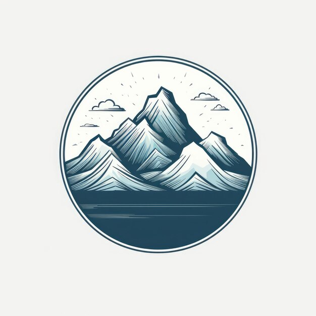 set of icons of mountains