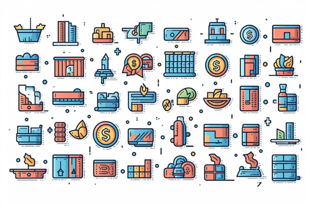 A set of icons of various types of business and finance generative ai