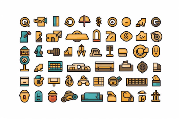 Набор иконок различных типов и размеров для генерации ai