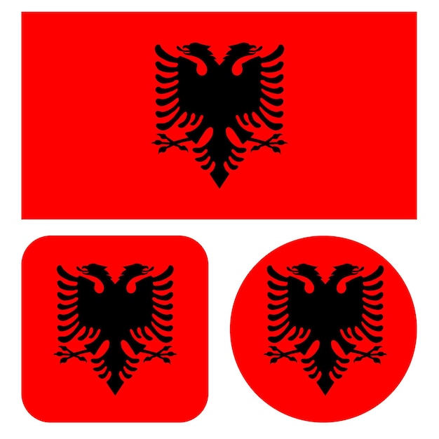 Set of icons with Albania flag