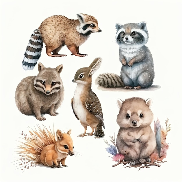 Set of images of small animals