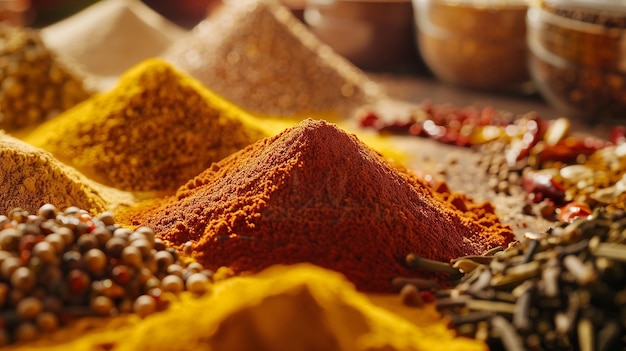 Set of Indian spices on wooden table