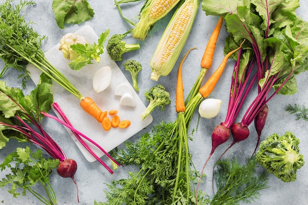 Set ingrediënten voor het koken van veganistisch gezond eten