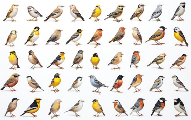 A Set of Isolated Birds Generative AI