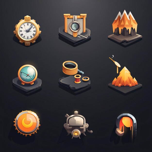 Set of isometric icons Vector illustration in a flat style