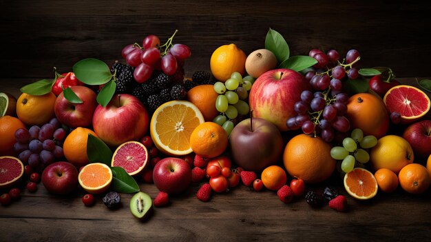 Set of juicy summer fruits to use as wallpaper Generative AI