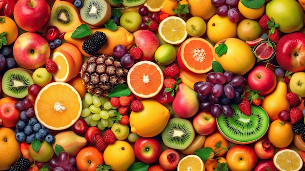 Photo set of juicy summer fruits to use as wallpaper generative ai