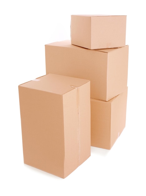 Set kartonnen dozen geïsoleerd op wit