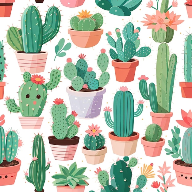 a set of kawaii cactus designs AI generated