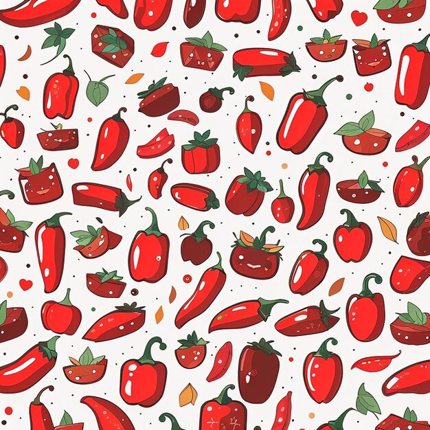 Photo a set of kawaii chili designs ai generative