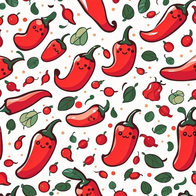 Photo a set of kawaii chili designs ai generative