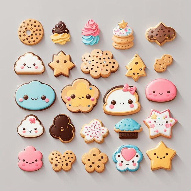 a set of kawaii cookie designs AI generated