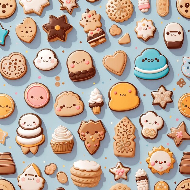 a set of kawaii cookie designs AI generated