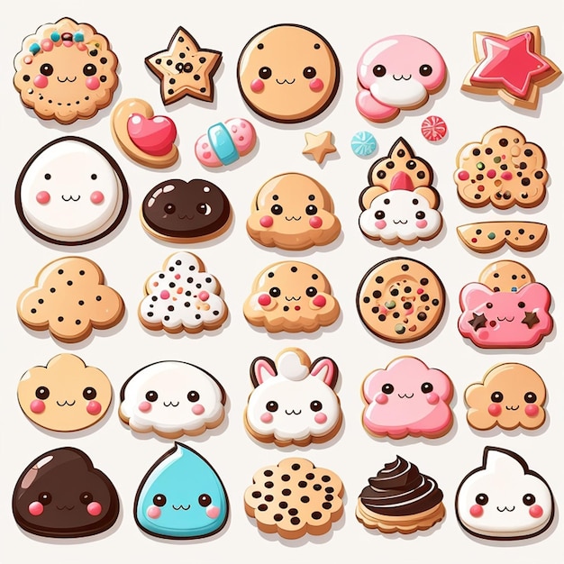 a set of kawaii cookie designs AI generated