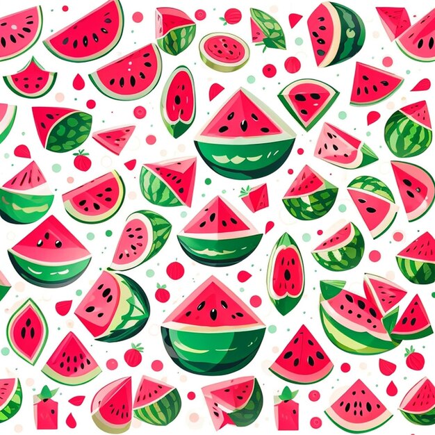 Photo a set of kawaii watermelon designs generative ai