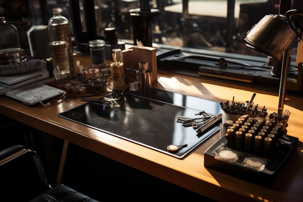 a set of keys on a table with a bottle of whiskey