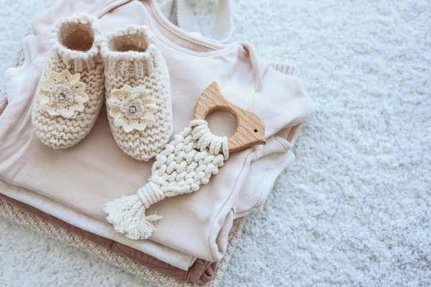 Set of knitted things for a newborn handmade