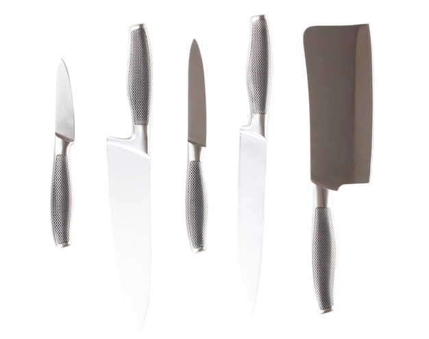 Photo set of knives isolated on white