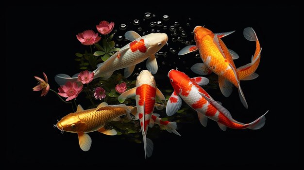 Set of koi carps Generative AI