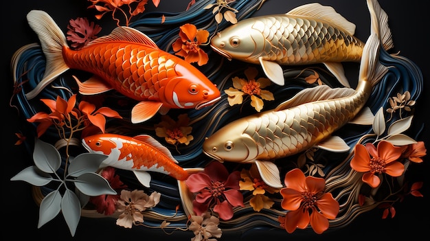 Set of koi carps