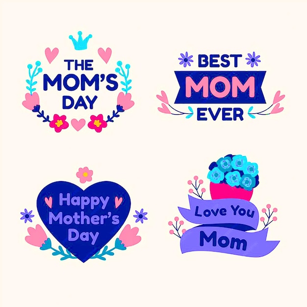 a set of labels for moms day and mom day