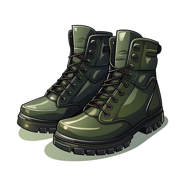 Photo set of lace up boots utility item functional design cargo pants tac 2d asset design clipart flat