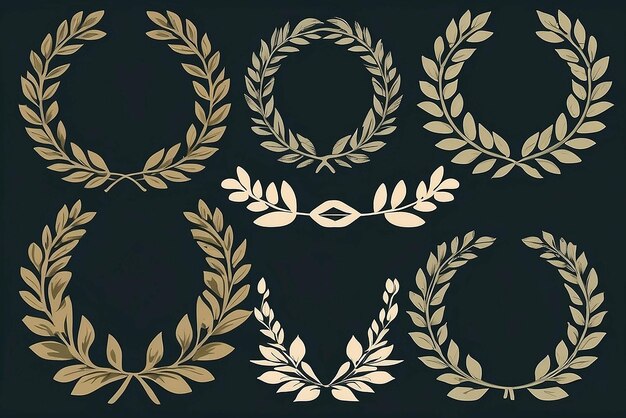 Photo set of laurel wreath illustration vectors