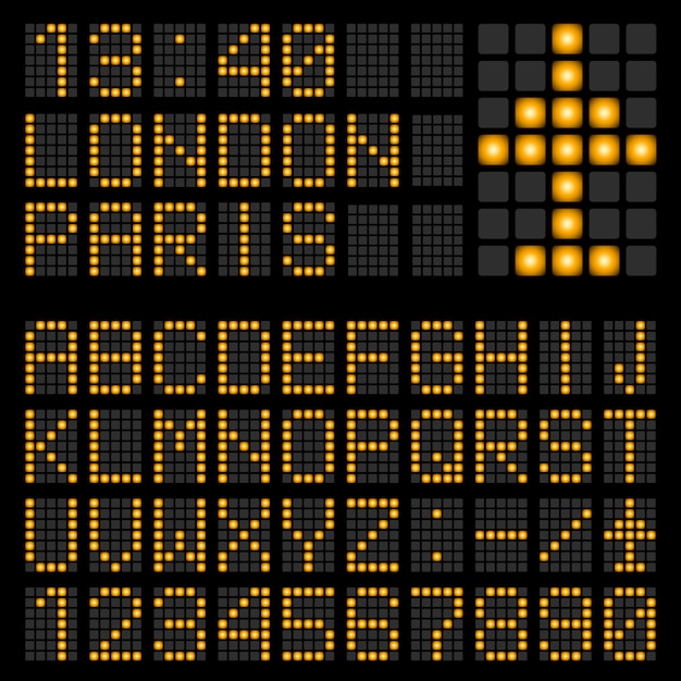 Set of letters on a mechanical timetable