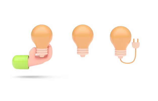 Set Light Bulb 3D Illustration