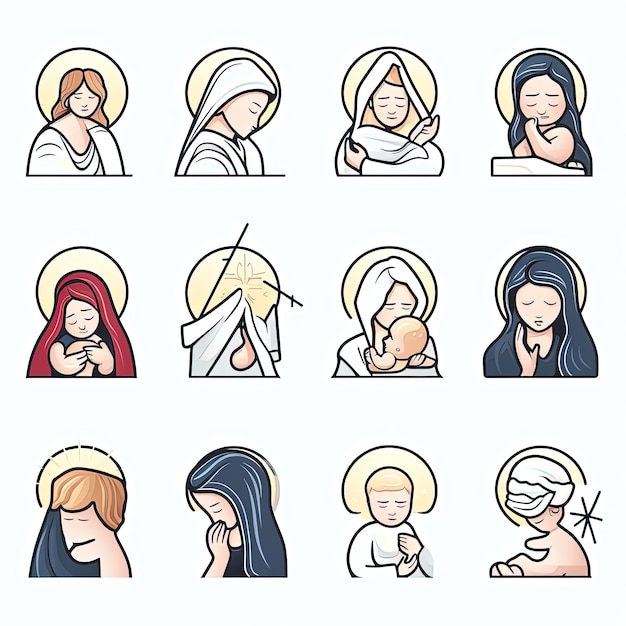 a set of line icons of emotions in the style of humanitys struggle