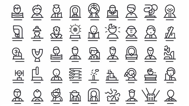 Photo a set of line icons of people and professionss generative ai