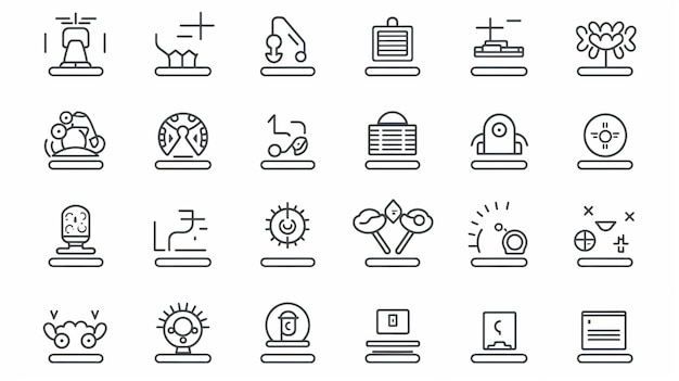 a set of line icons of various types of equipment generative ai