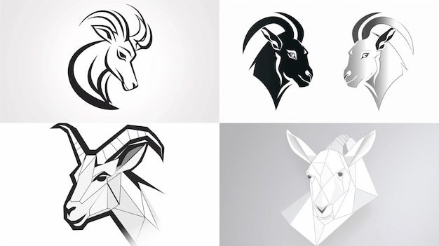 A set of logos for a goat and goat.