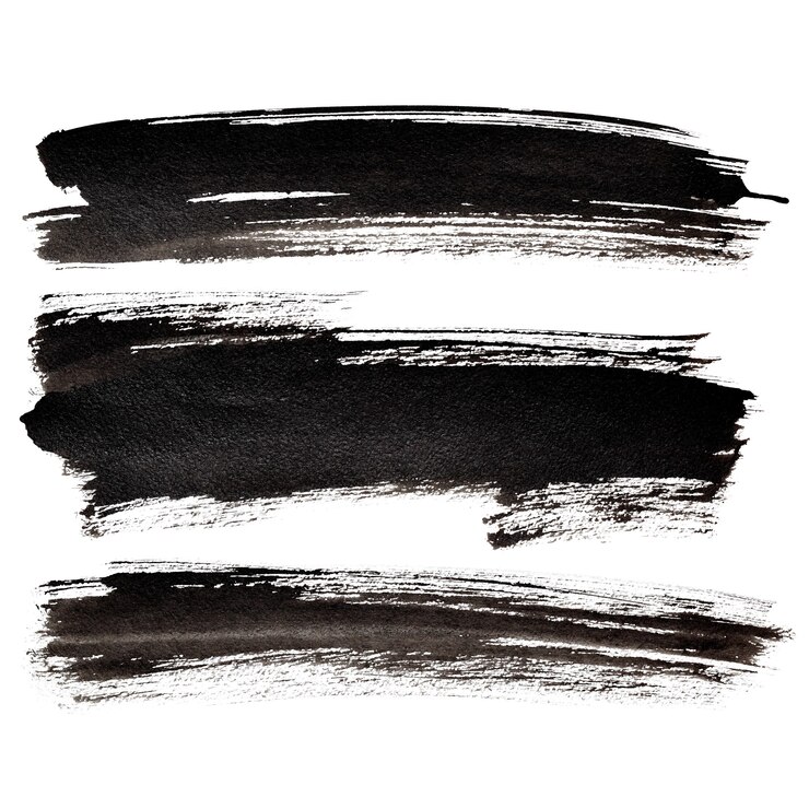 긴 검은색 브러시 획 세트