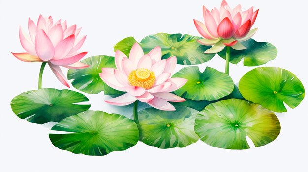 set of lotus flowerd plantss an