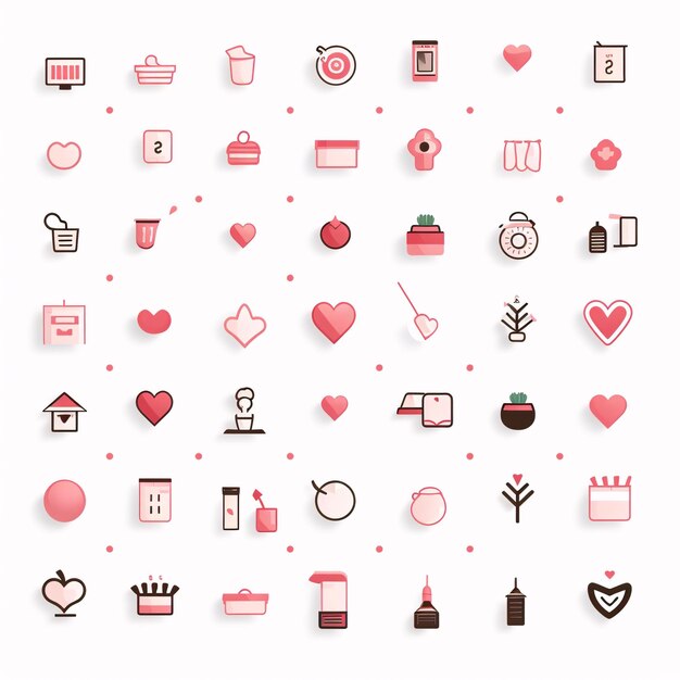 Set of love and valentines day icons Vector illustration