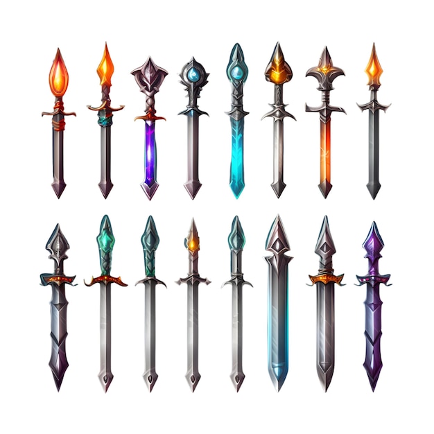 Set of magic weaponsisolated on white background Vector illustration